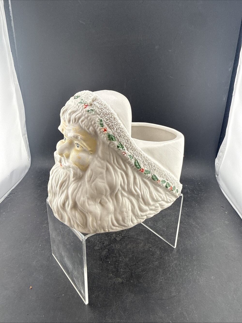 Vintage 1991 Caffco Ceramic Santa Head Planter Old World Christmas
